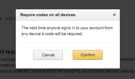 Amazon Require Codes for 2FA