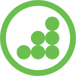 Icon that represents Duo Advantage. Green circle with 6 green dots inside forming a triangle