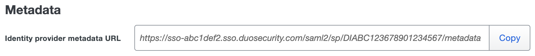 Duo Bitdefender Identity Provider Metadata URL