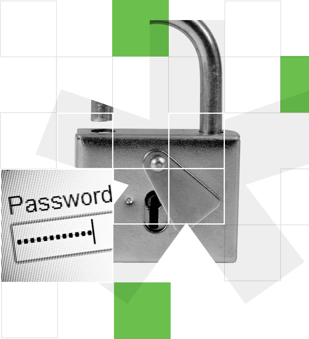 Image of a padlock unlocked and a password typed in securely represented by dots