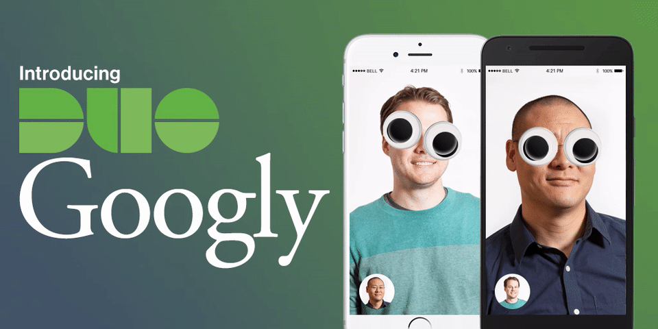Duo Googly offers the simple interface, reliable functionality and end-to-end encryption you count on, plus the feature you’ve needed most: googly eyes to optimize your conversation.