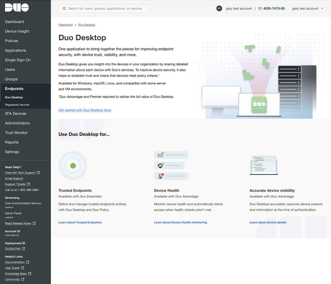 Screenshot of the Duo Desktop landing page