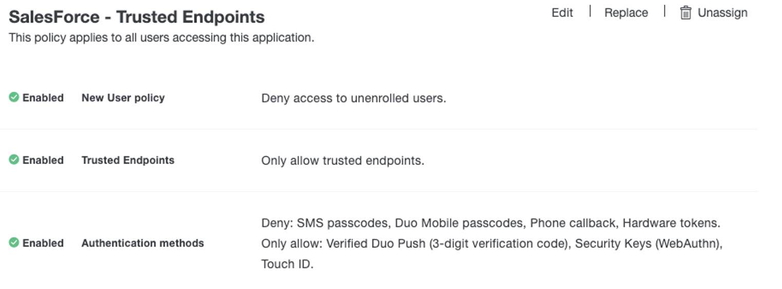 Screenshot of the policy screen for Trusted Endpoints