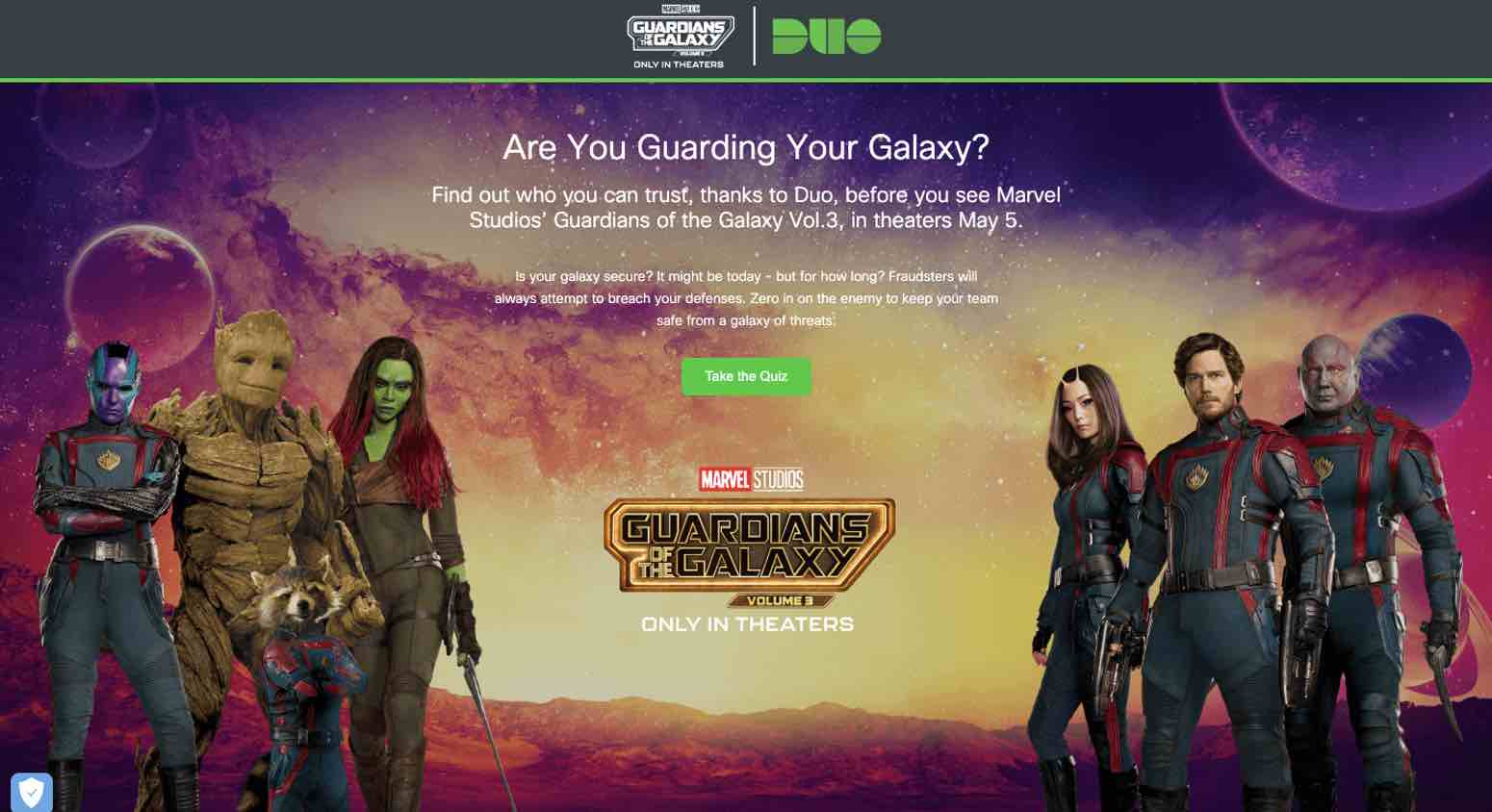 Screenshot of the Duo Guardians of the Galaxy quiz