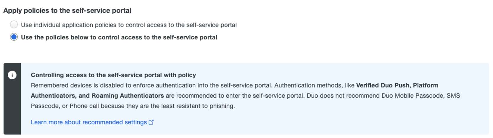 Screenshot of the policy application screen for the self-service portal