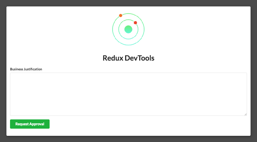 An image showing a screen with a request for access submission for Redux DevTools