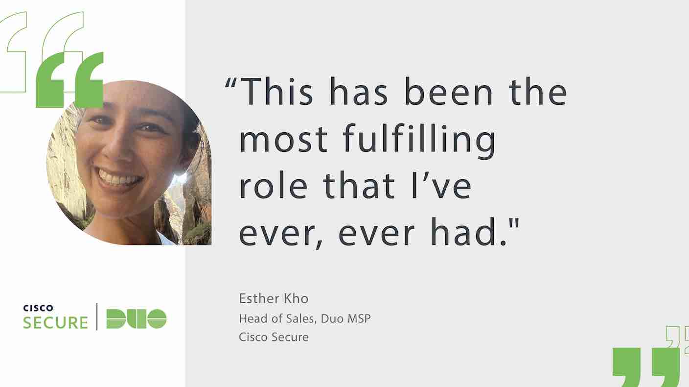 Quote card, featuring an image of Esther Kho, that reads: 