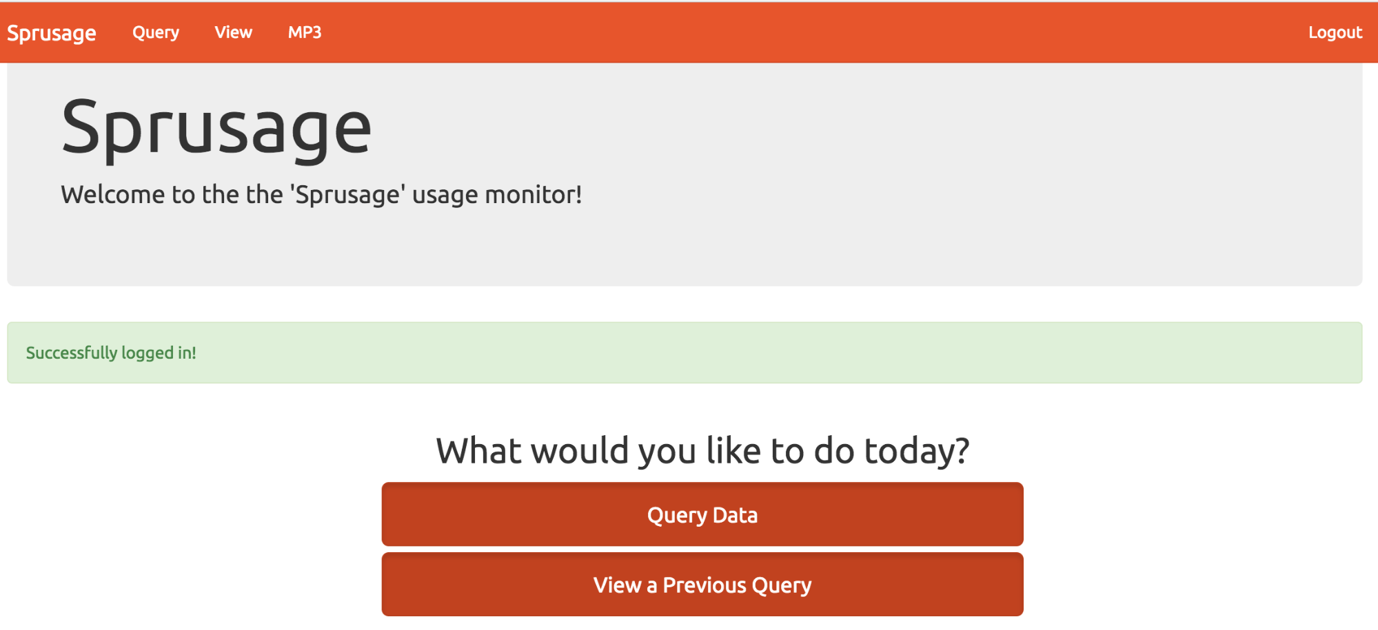 Sprusage Login Query Page