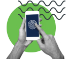 phone with multifactor app to represent biometric mfa icon