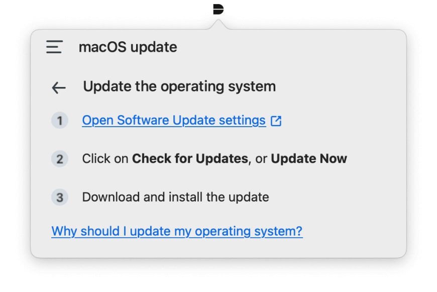 An example of a macOS update window