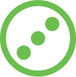 Duo Essentials Icon, circle with 3 green dots in a diagonal line