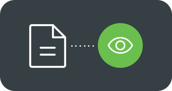 An icon image of a document and an eyeball looking at the document.