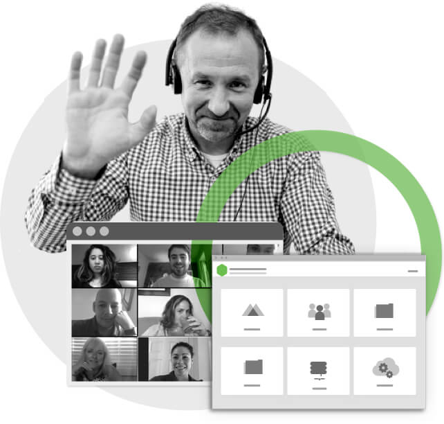 image of an virtual online meeting with the host and multiple attendees