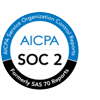 A compliance logo for SOC 2 SOC 2 which is a voluntary compliance standard for service organizations, developed by the American Institute of CPAs (AICPA), which specifies how organizations should manage customer data