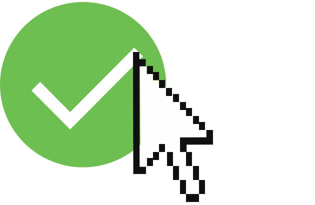 image of a computer mouse pointer and a checkmark