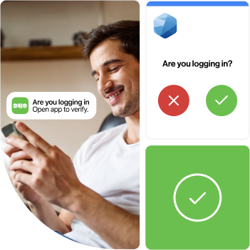 Duo multi-factor authentication with a simple prompt to gain secure access.