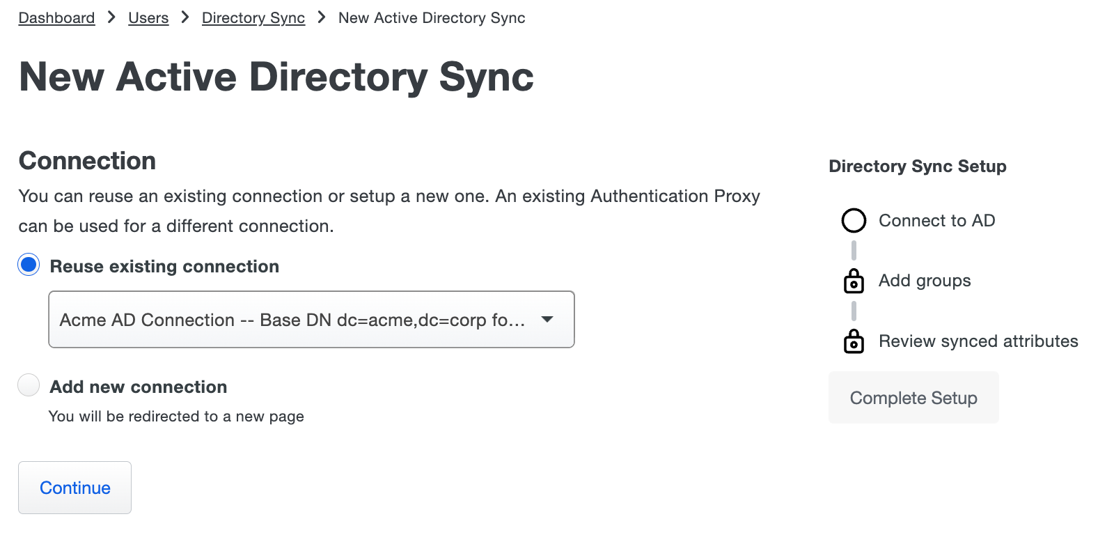 Reuse AD Sync Connection