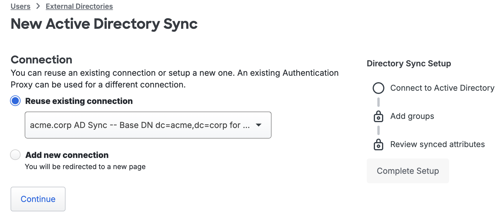 Reuse AD Sync Connection