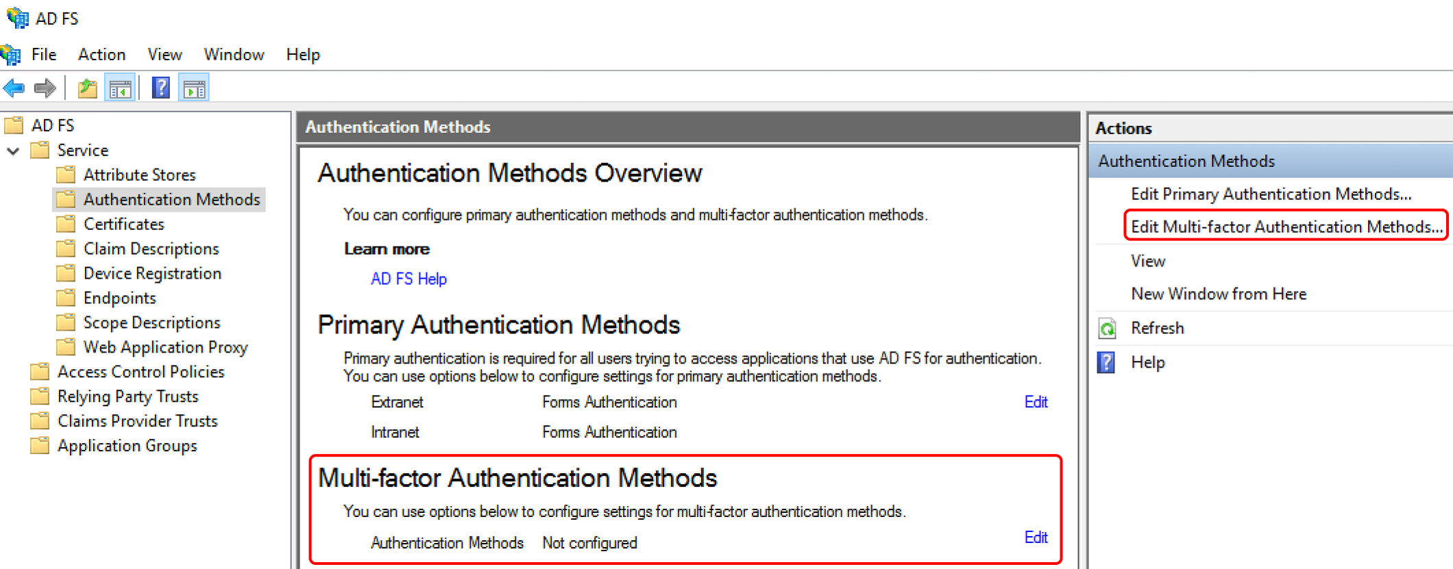 Edit Multi-factor Authentication Methods
