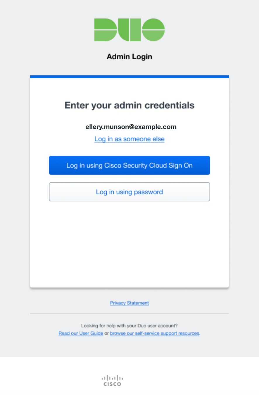 Admin User Login: Select Cisco Security Cloud