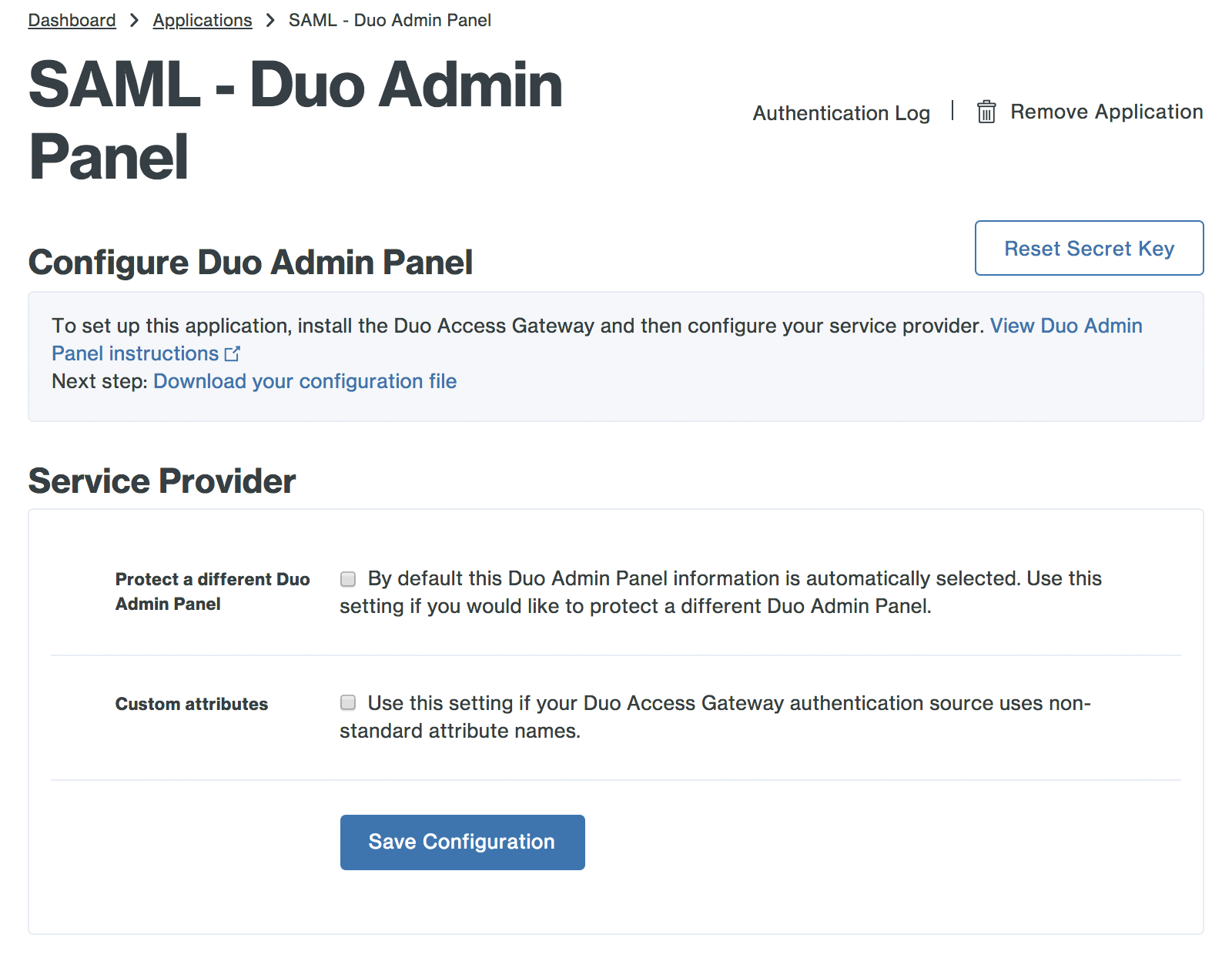 Duo Admin Panel Overview