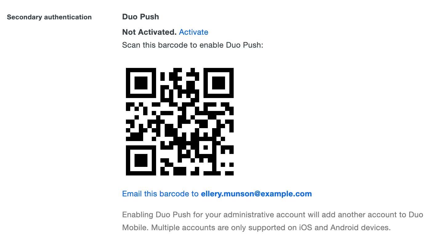 Duo Push activation QR code