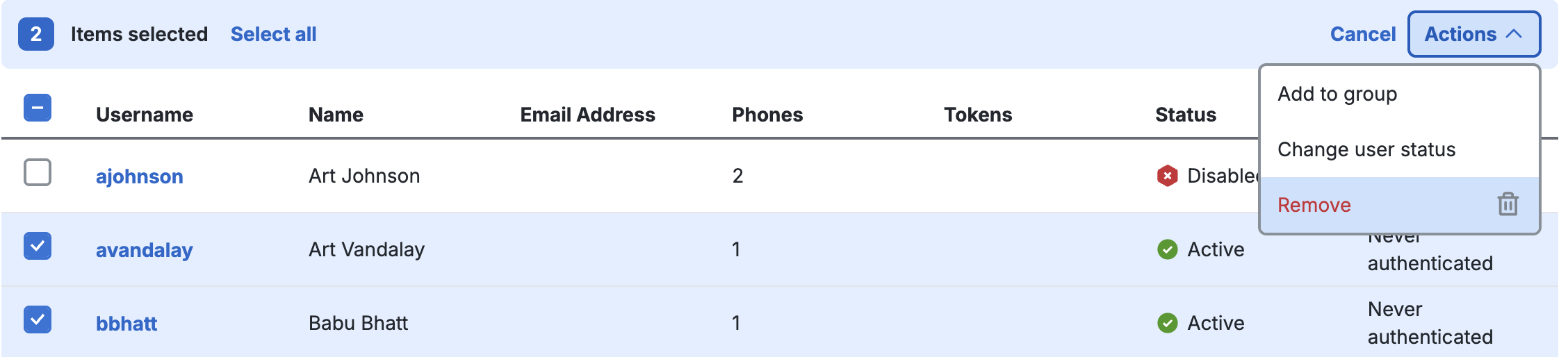 Send Multiple Users to Trash