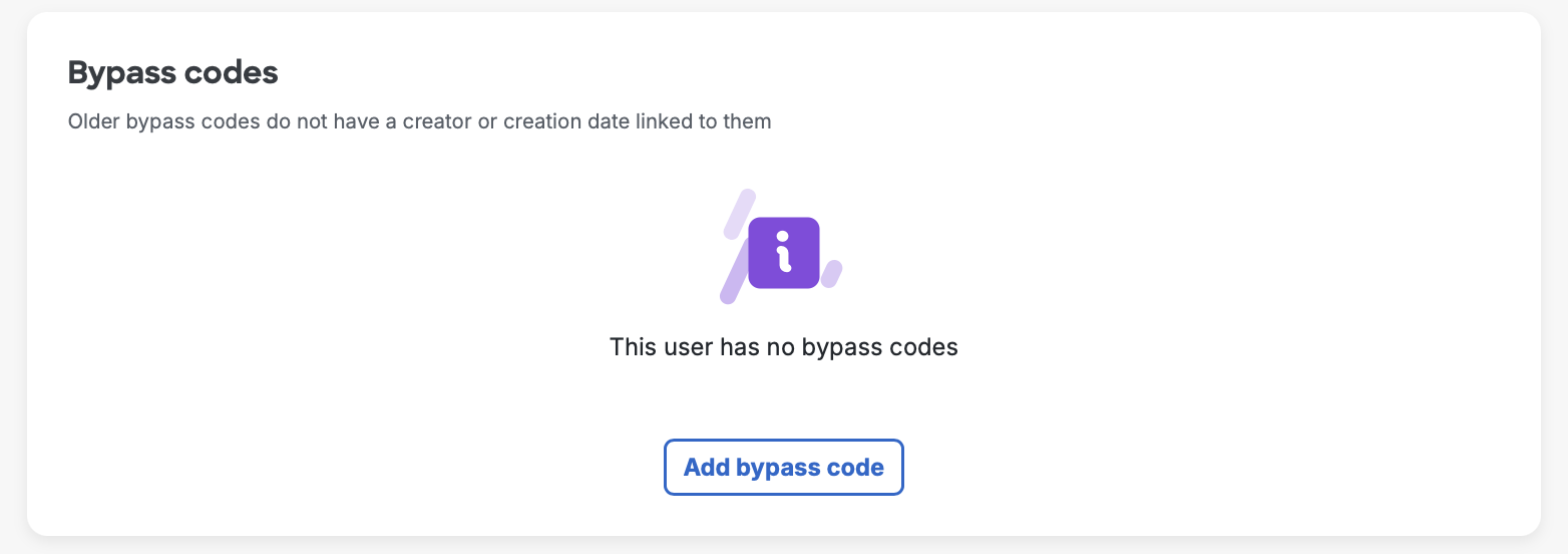 Add Bypass Code for User