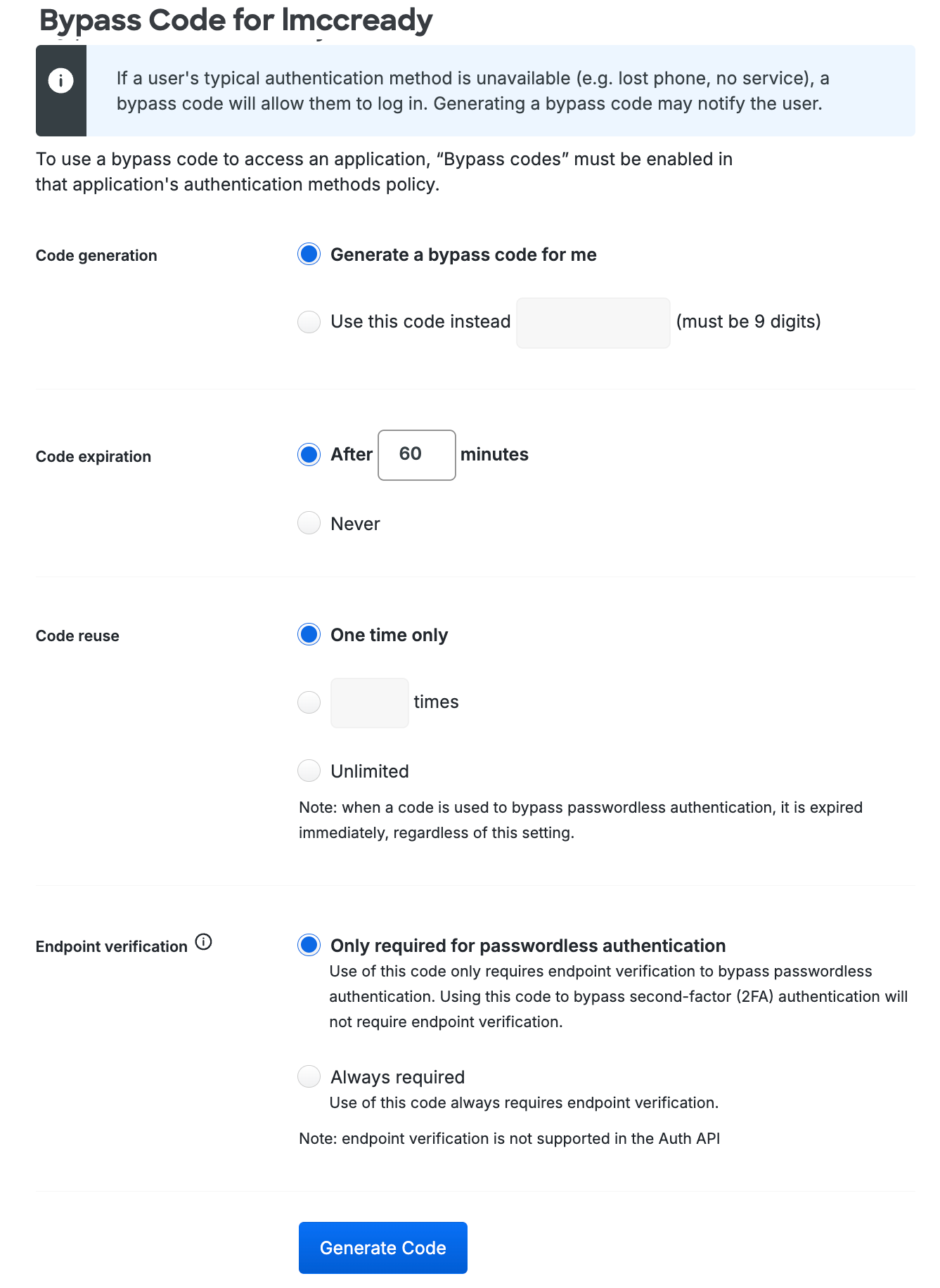 Generate Bypass Code