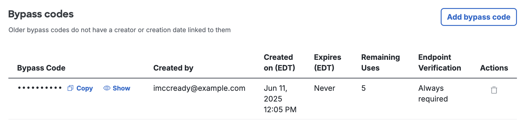Copy or View Bypass Code