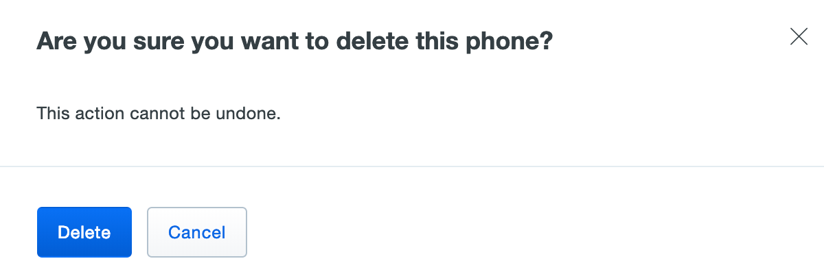 Confirm phone deletion