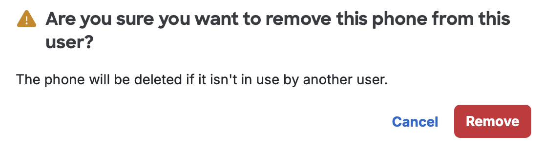Confirm phone deletion