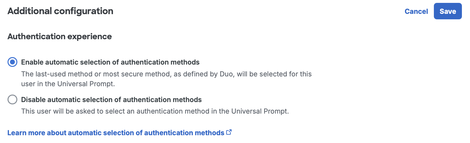 Edit Authentication Experience