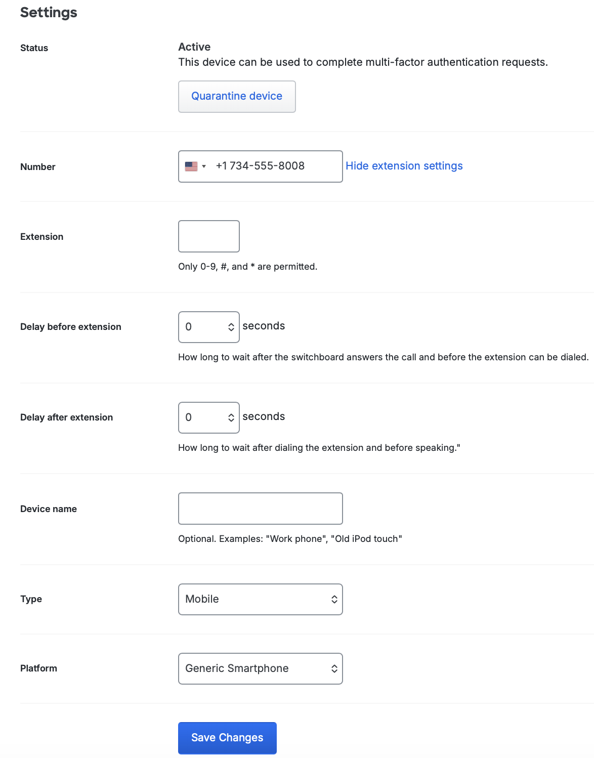 Extension Settings