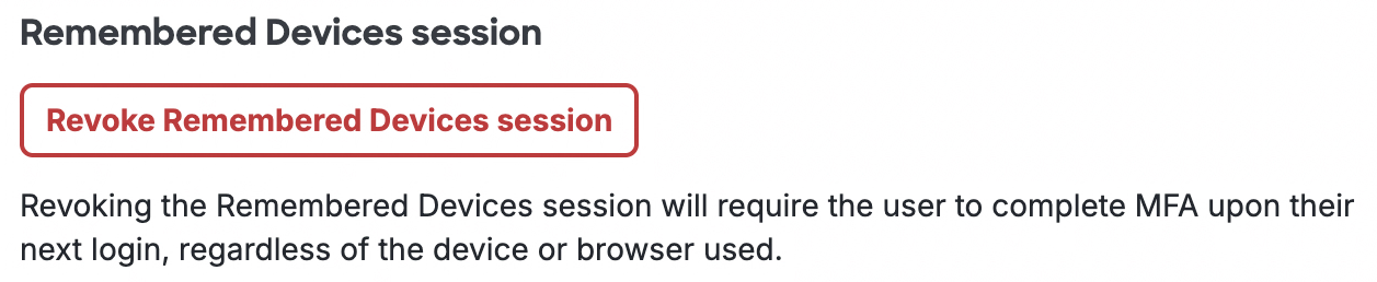 Reset Remembered Devices on User Properties Page