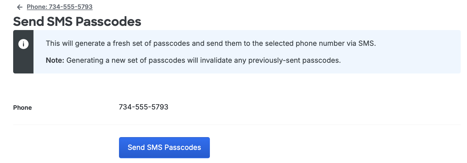 Send the SMS Passcodes