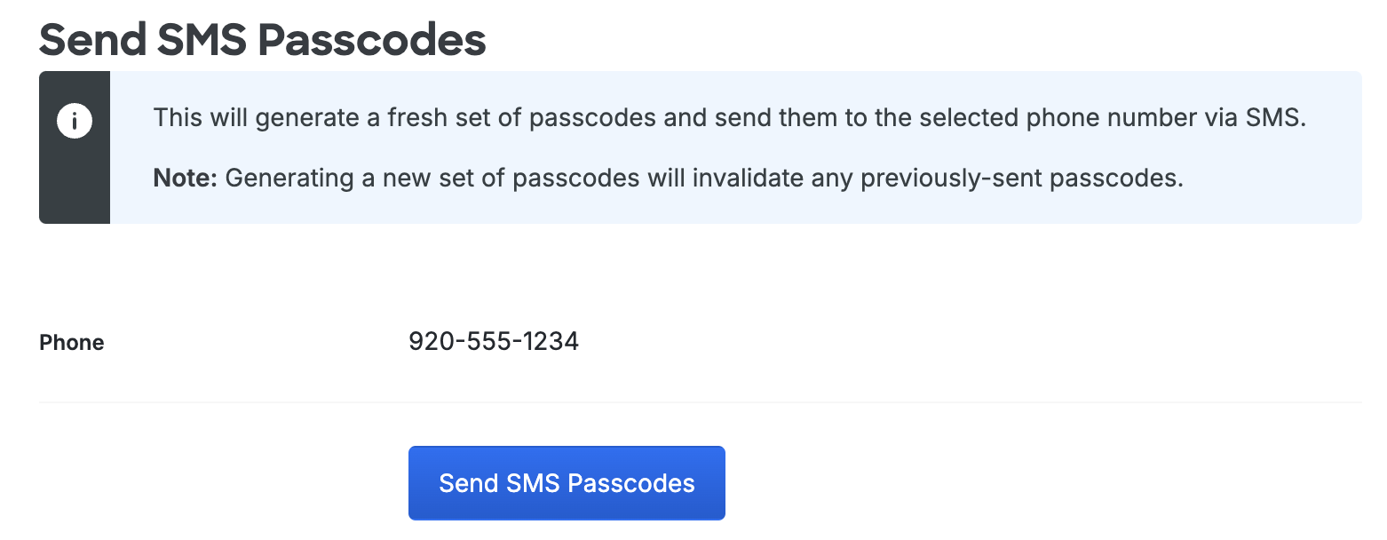 Send the SMS Passcodes