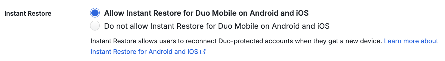 Duo Mobile Instant Restore