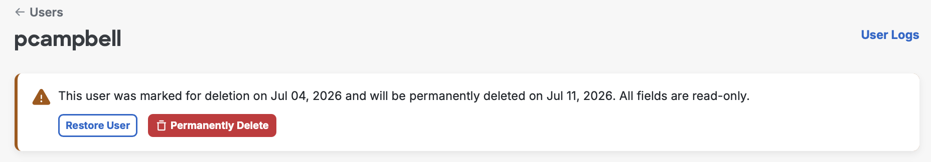 User in Trash
