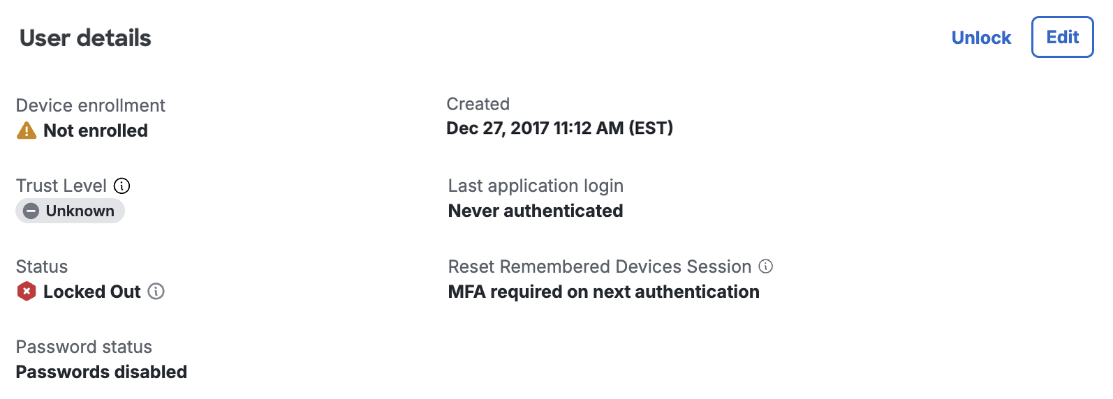 Locked out user