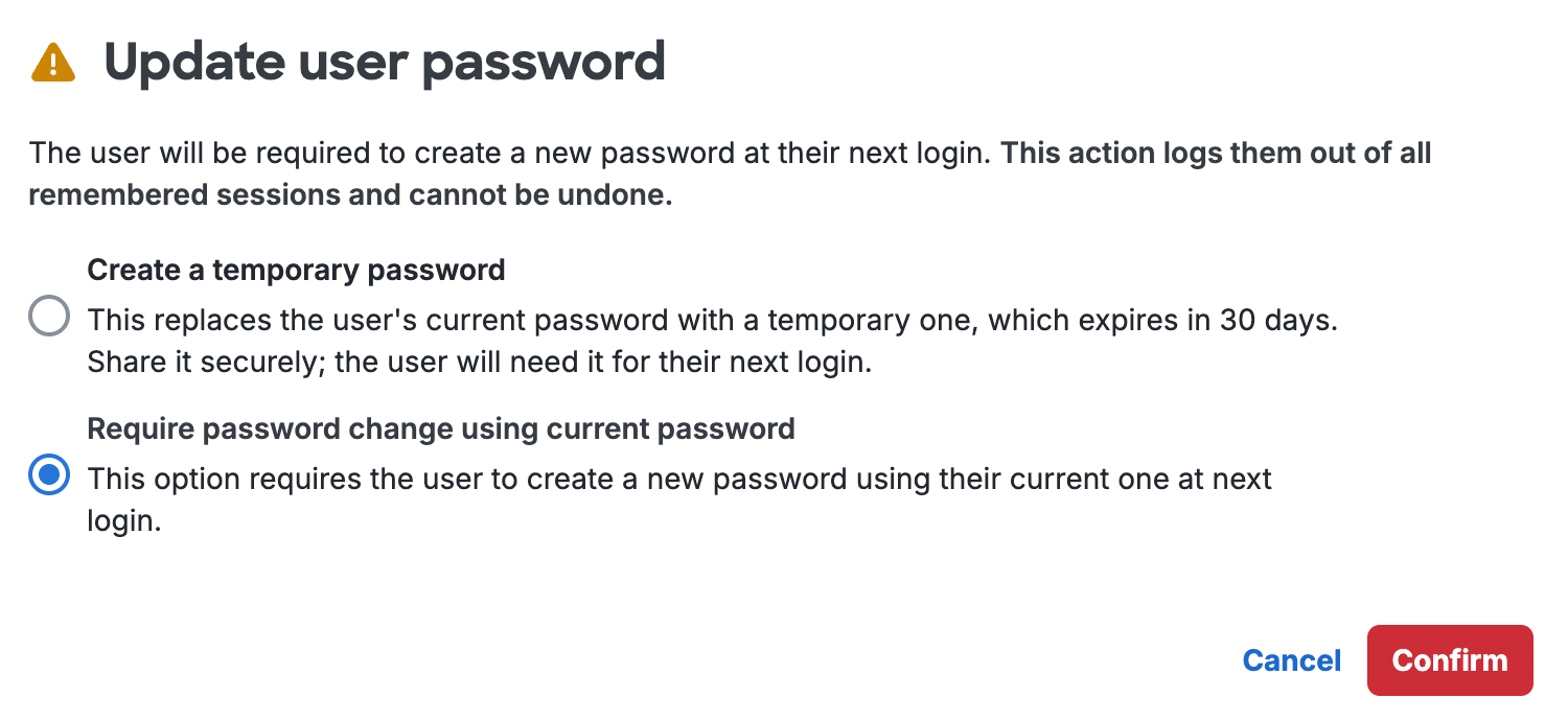 Update to Require Password Change