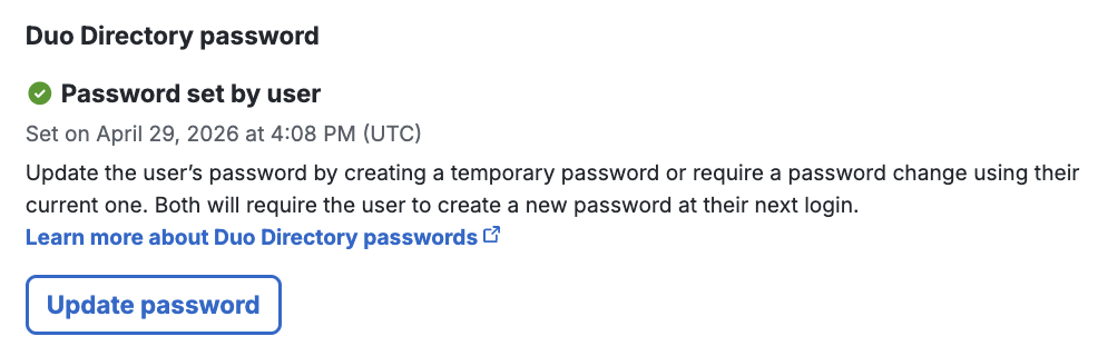 Duo-hosted User Password Information