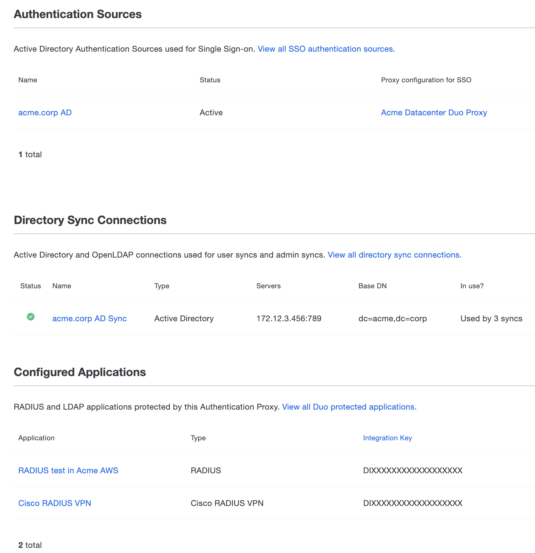 Authentication Proxy Dashboard Configuration Details