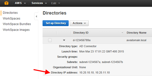 WorkSpaces Directory Information