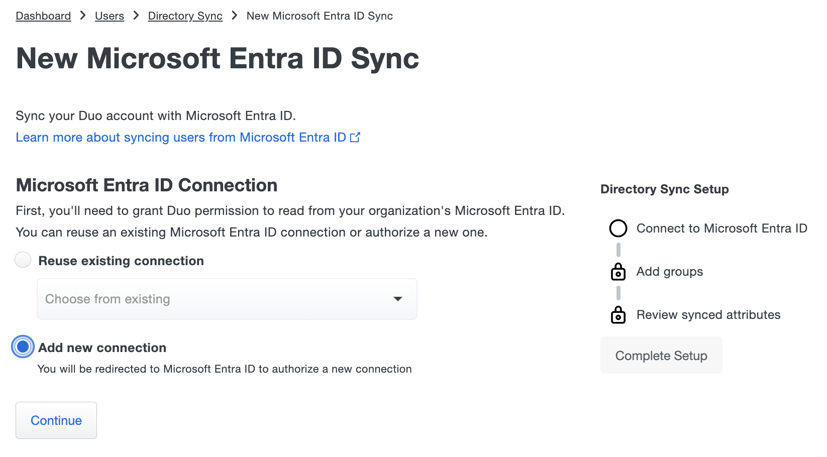 New Entra ID Sync Connection