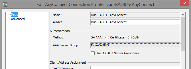 cisco vpn setup secondary radius authentication server