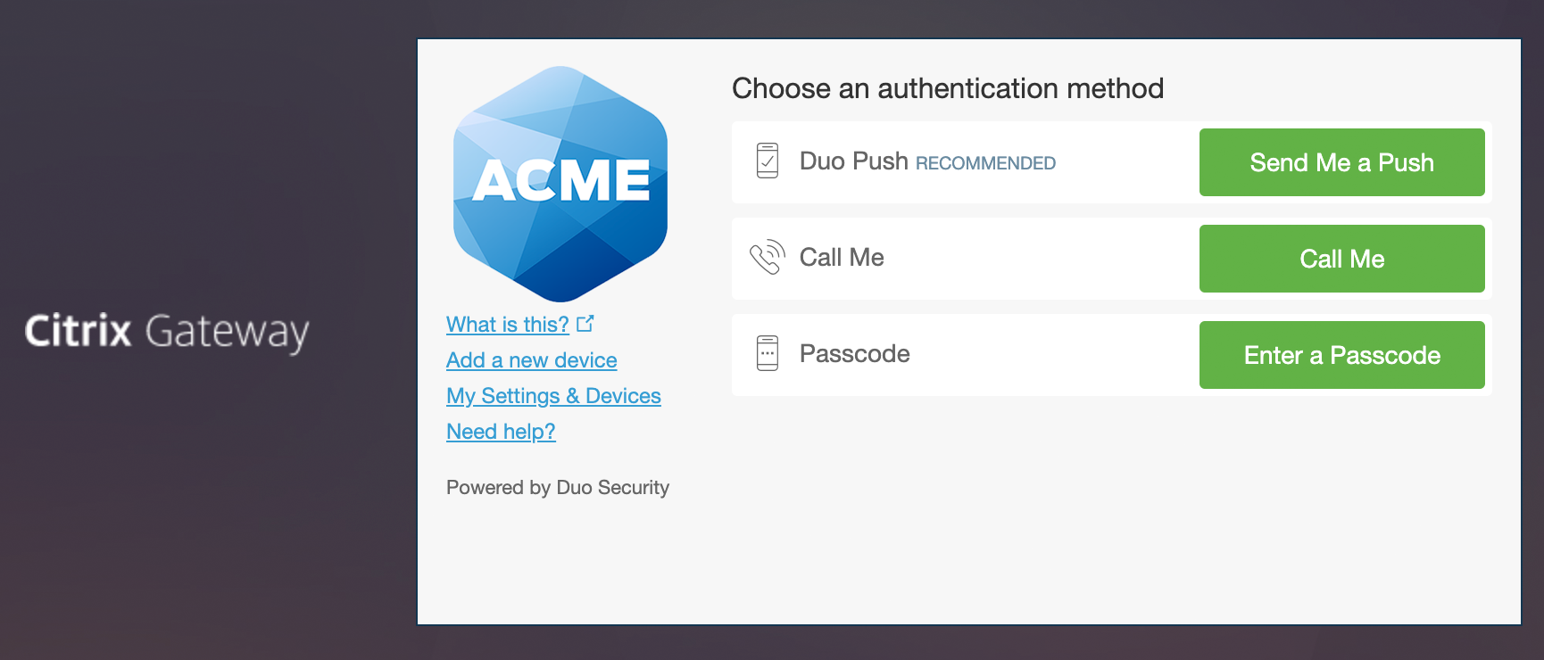 Two Factor Authentication For Citrix Gateway Duo Security