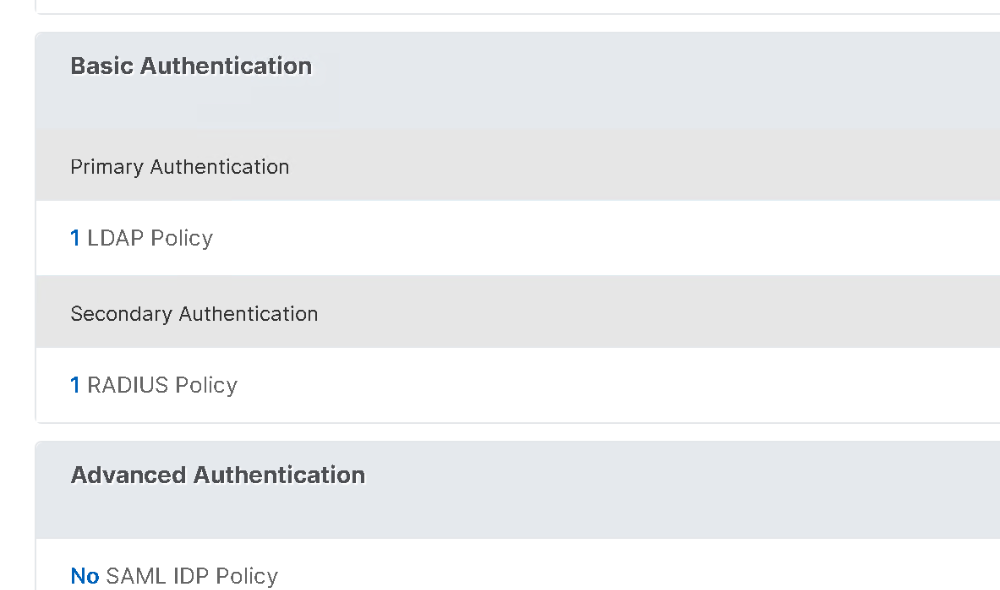 LDAP Primary and Duo Secondary RADIUS Authentication Policies