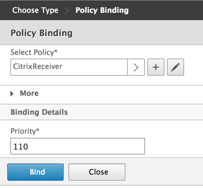 Bind Policy for Receiver