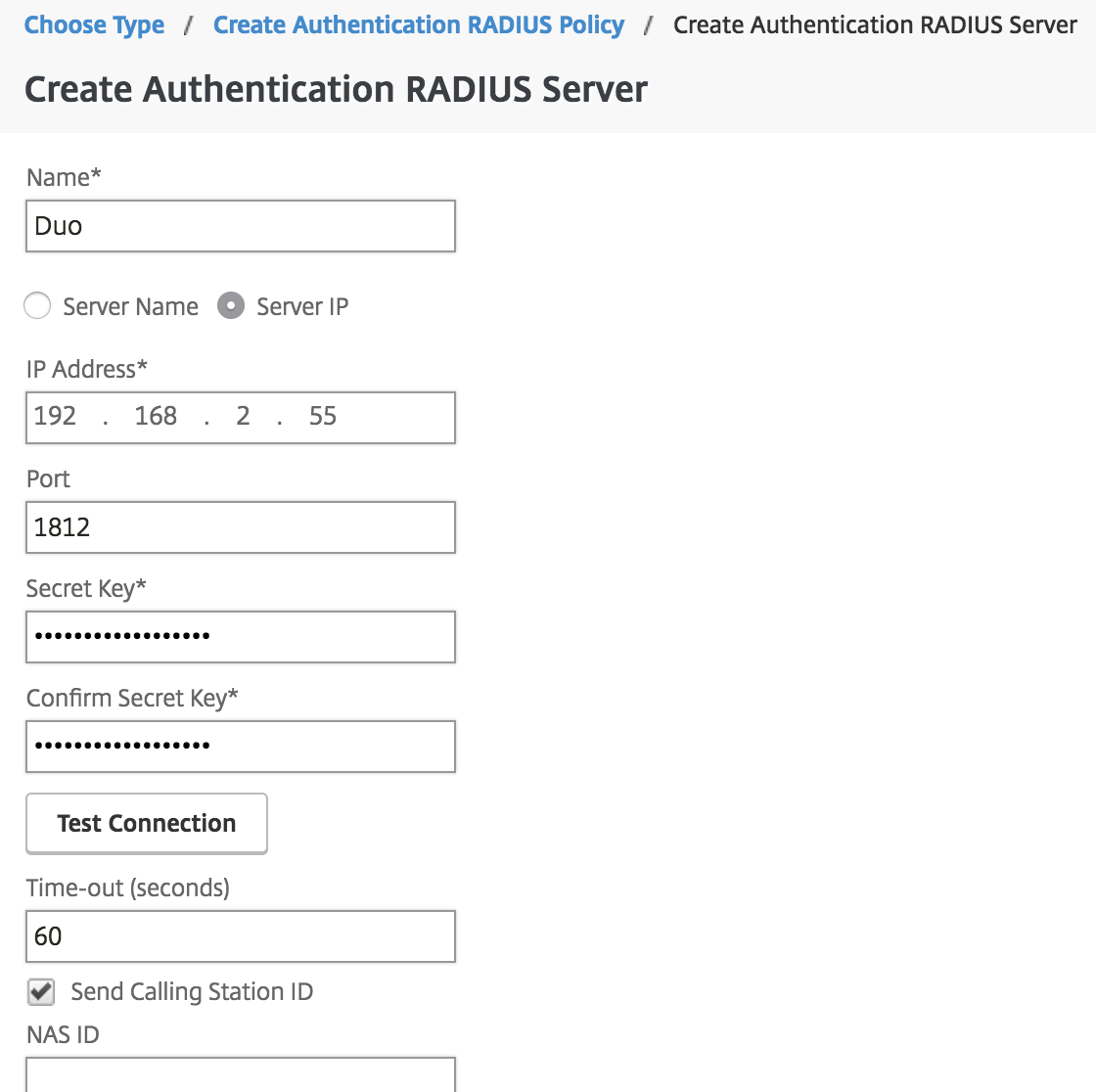 Create RADIUS server for auto